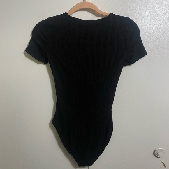 Forever 21 Black Ribbed Lace-Up Bodysuit - Picture 2 of 3